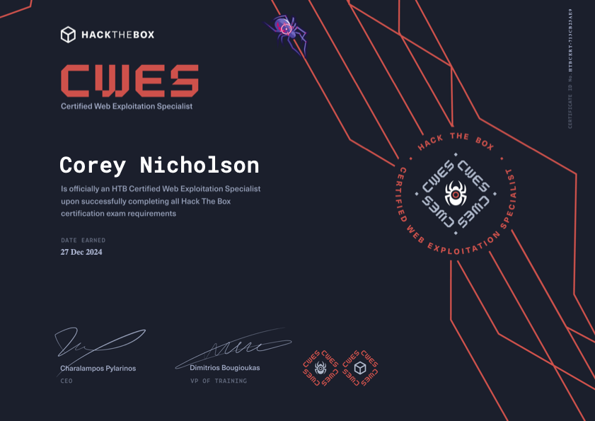HTB_Certified_Web_Exploitation_Specialist_(HTB CWES) Certification