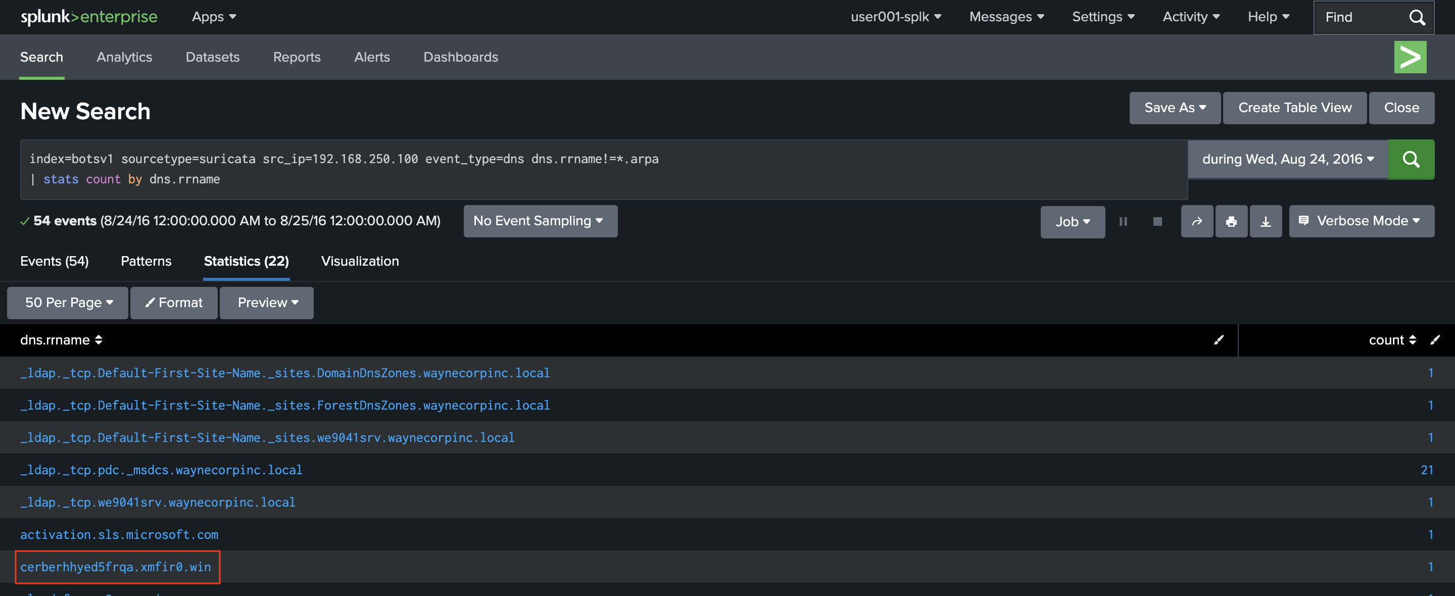 Splunk BOTSv1 Search 2-3